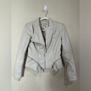 Blank NYC Cream Vegan Bomber Jacket Small